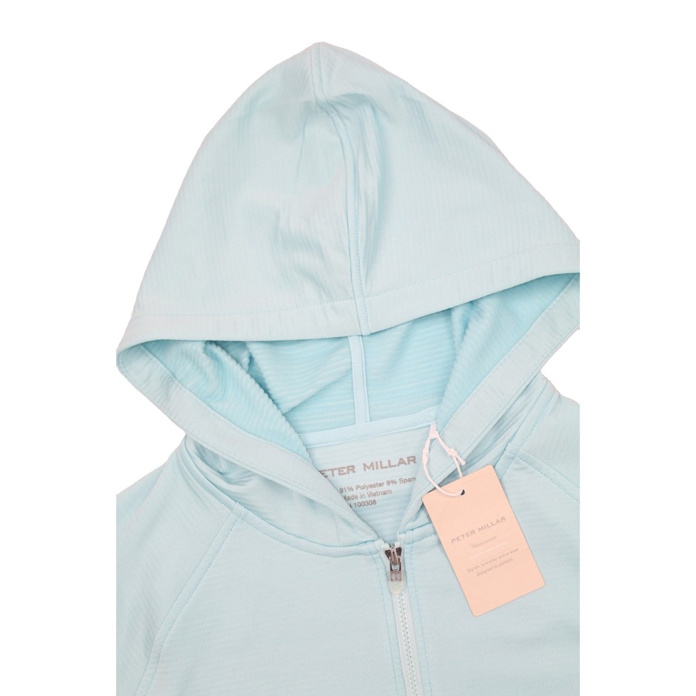 Peter Millar Beaumont Full Zip Hoodie Jacket Womens Medium Teal Golf Perfomance - Picture 7 of 16